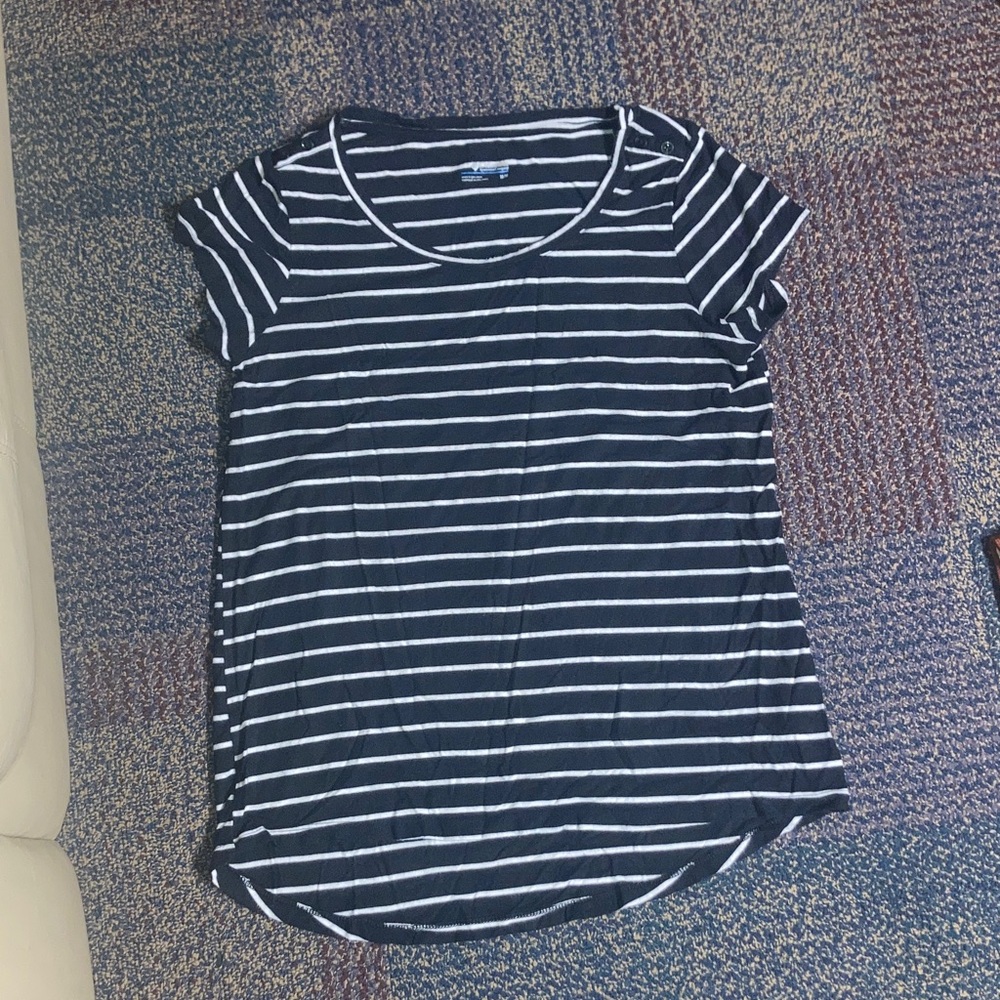 Black white  Striped Women's Top